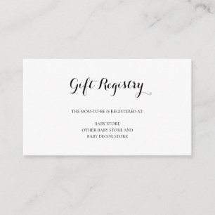 Carte D'accompagnement Registre de cadeaux Baby shower simple neutre pour