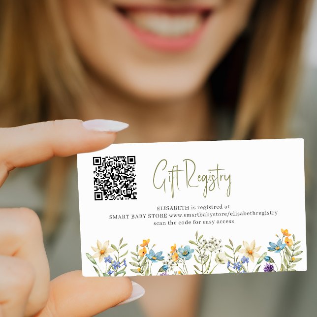 Carte D'accompagnement Registre de cadeaux de baby shower avec code QR fl (Créateur téléchargé)