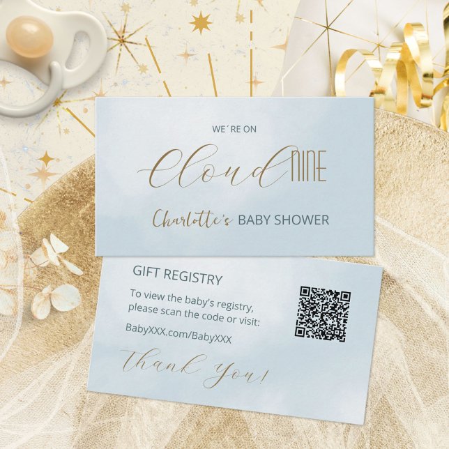 Carte D'accompagnement Registre de cadeaux de Cloud 9 Celestial Blue pour (Cloud 9 Celestial Blue Baby Shower Gift Registry Enclosure Card ©Susanne Sachers - Sunny Mind 🌞)