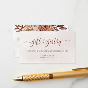Carte D'accompagnement Registre de cadeaux de mariage floral en terre cui