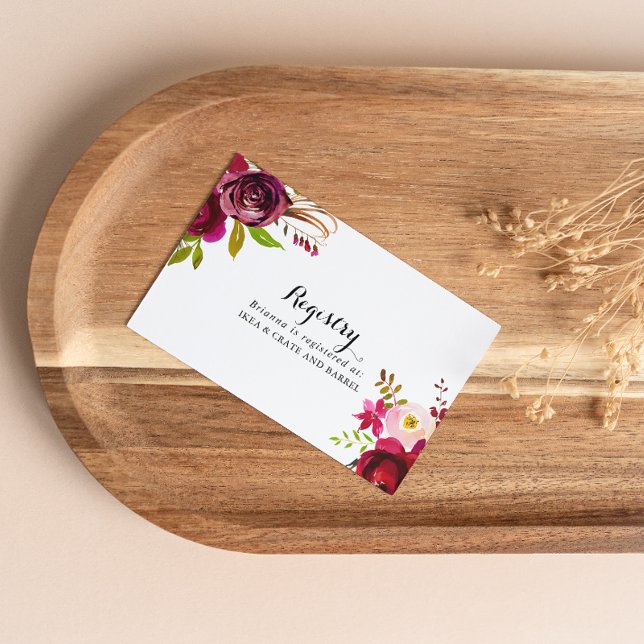 Carte D'accompagnement Registre de cadeaux de Mariage Floral Russe Blush  (Créateur téléchargé)