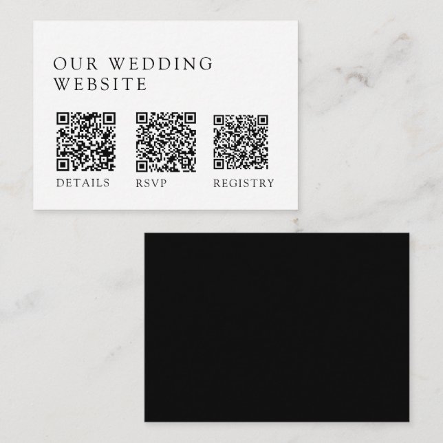 Carte D'accompagnement Registre de cadeaux de Mariage minimal QR Code RSV (Devant / Derrière)