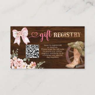 Carte D'accompagnement Registre de cadeaux floral en bois rustique