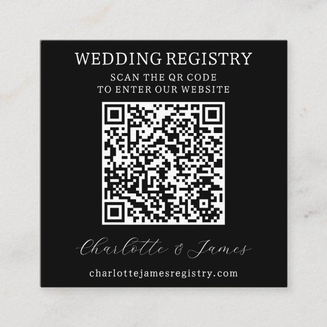 Carte D'accompagnement Registre de cadeaux mariage QR Code noir et blanc  (Devant)