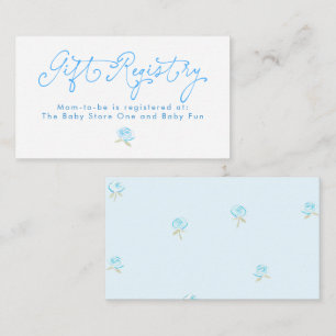 Carte D'accompagnement Registre de cadeaux minimaliste floral bleu capric