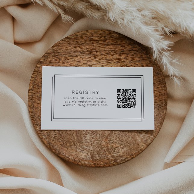 Carte D'accompagnement Registre de cadeaux minimaliste QR Code AVERT mode (AVERY Modern Minimalist QR Code Gift Registry Enclosure Card)