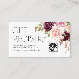 Carte D'accompagnement Registre de code QR de fleurs de Bourgogne et de p