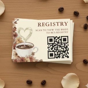 Carte D'accompagnement Registre de code QR du café floral Love is Brewing