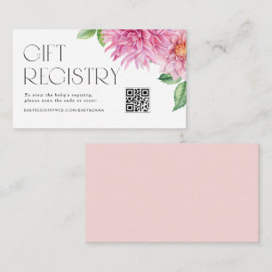 Carte D'accompagnement Registre de code QR floral Dahlia rose