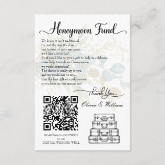 Carte D'accompagnement Registre de code QR pour un fonds de lune de miel