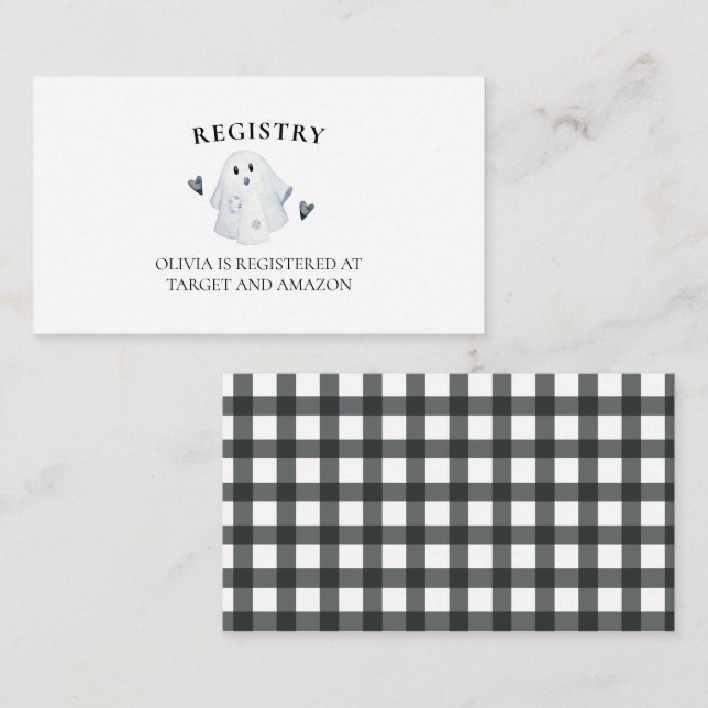 Carte D'accompagnement Registre de la petite boîte de Baby shower d'Hallo (Devant / Derrière)