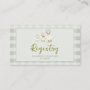 Carte D'accompagnement Registre de liste de naissance Mother Goose et Gos