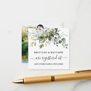 Carte D'accompagnement Registre de mariage à la photo de verdure à l'aqua