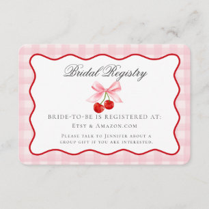 Carte D'accompagnement Registre de mariage à l'arc en ruban rose Coquette