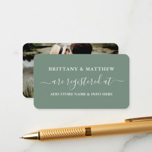 Carte D'accompagnement Registre de mariage en calligraphie Photo Vert Sau