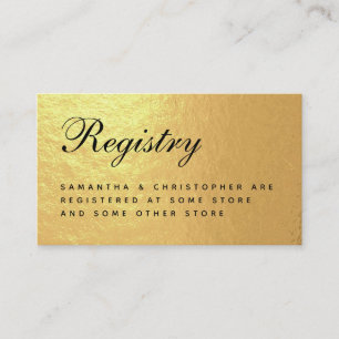Carte D'accompagnement Registre de mariage Faux papier d'or Elegant écrit
