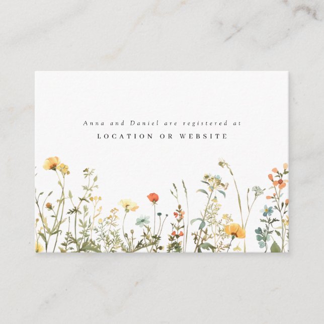 Carte D'accompagnement Registre de Mariage Fleur sauvage simple (Devant)
