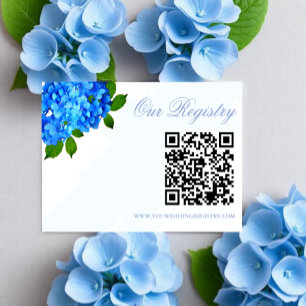 Carte D'accompagnement Registre de mariage floral d'hortensia bleu