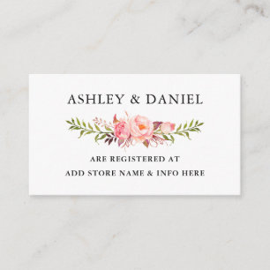 Carte D'accompagnement Registre de mariage floral rose aquarelle