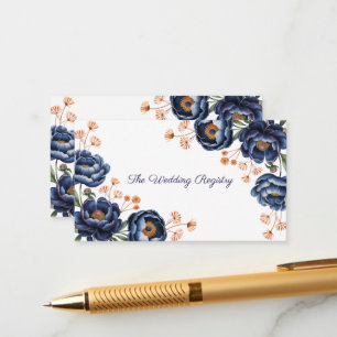 Carte D'accompagnement Registre de mariage Navy & Orange Brûlé Floral