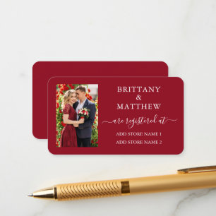 Carte D'accompagnement Registre de mariage photo calligraphie moderne rou