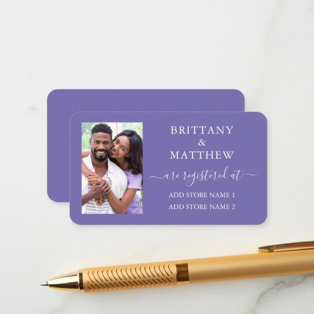 Carte D'accompagnement Registre de mariage photo calligraphie Pervenche (Devant/Arrière en situation)