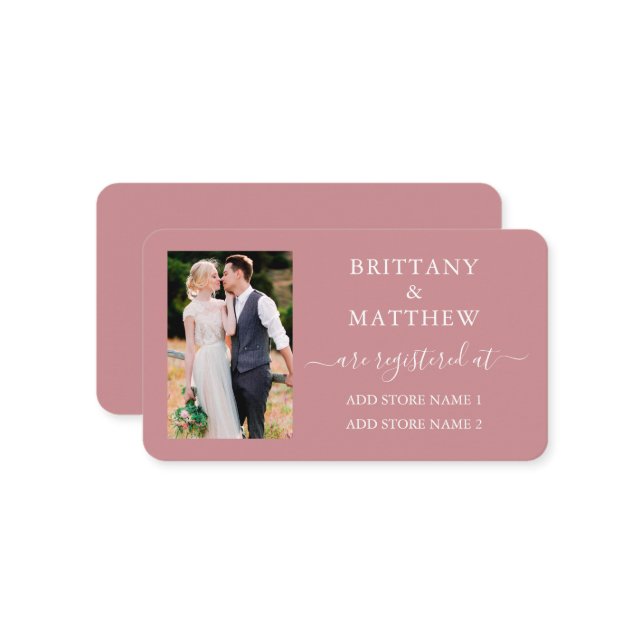 Carte D'accompagnement Registre de mariage photo calligraphie Rose Poussi (Devant/Arrière en situation)