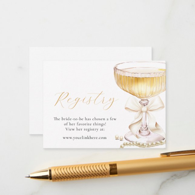 Carte D'accompagnement Registre de mariage pour la fête prénuptiale Pearl (Devant/Arrière en situation)