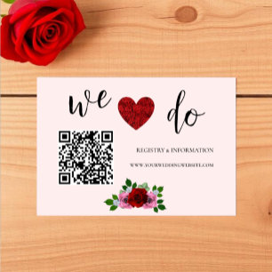 Carte D'accompagnement Registre de mariage Roses Rouges et Roses
