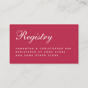 Carte D'accompagnement Registre de mariage simple moderne magenta calligr