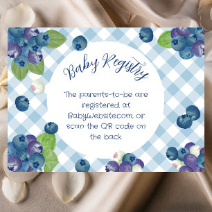 Carte D'accompagnement Registre de naissance Berry Sweet Blue Gingham
