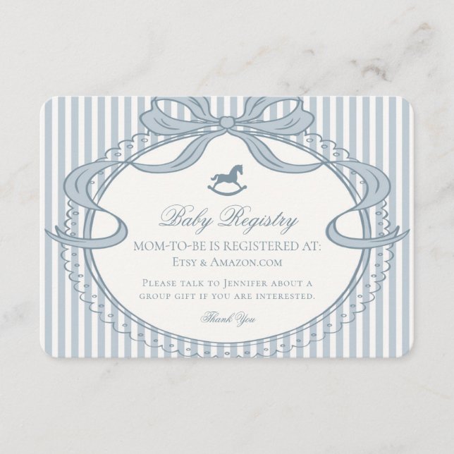 Carte D'accompagnement Registre de naissance Cheval à bascule Ruban Coque (Devant)