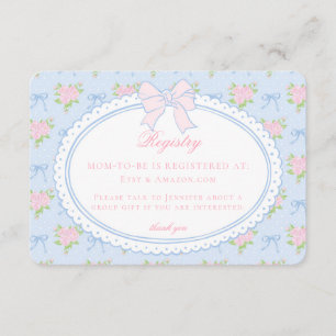 Carte D'accompagnement Registre de naissance floral fantaisie vintage ble