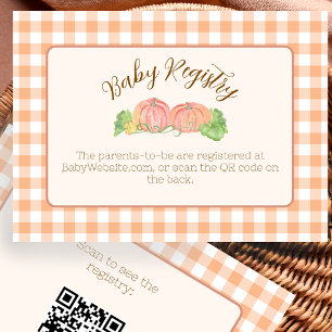 Carte D'accompagnement Registre de naissance Little Pumpkins Orange Gingh