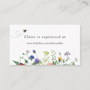 Carte D'accompagnement Registre des Baby showers abeilles et Fleurs sauva
