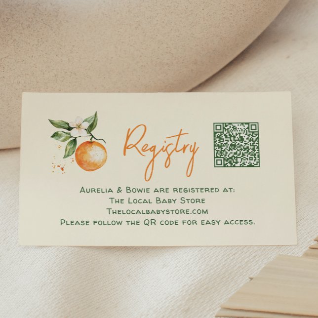 Carte D'accompagnement Registre des Baby showers d'agrumes Little Cutie C (Créateur téléchargé)