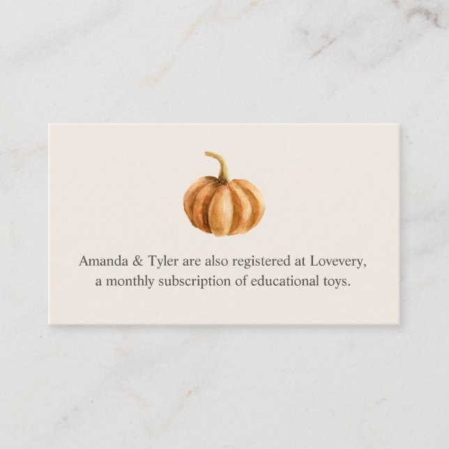 Carte D'accompagnement Registre des Baby showers d'automne (Devant)