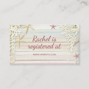 Carte D'accompagnement Registre des Baby showers de coquillages de plage