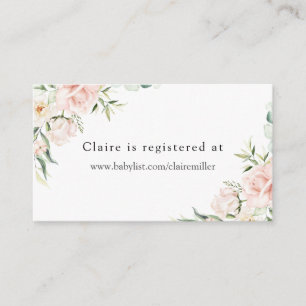 Carte D'accompagnement Registre des Baby showers de fleurs et de verdure