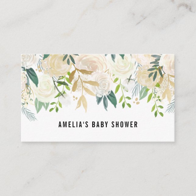 Carte D'accompagnement Registre des Baby showers d'huile d'or des fleurs  (Devant)