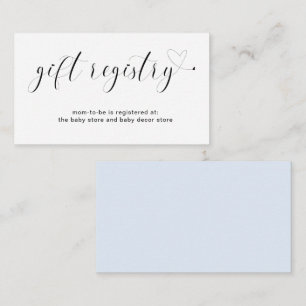 Carte D'accompagnement Registre des cadeaux Boy Douche Coeur Typographie