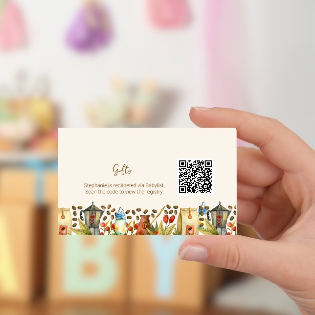 Carte D'accompagnement Registre des cadeaux Code QR Café Un bébé brasse (Créateur téléchargé)