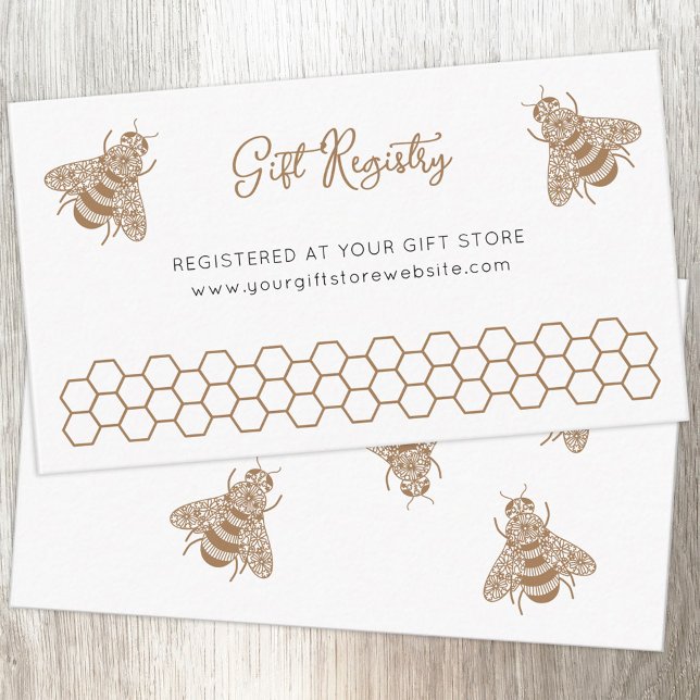 Carte D'accompagnement Registre des cadeaux de Baby shower d'abeilles mie (Honeybee Gift Registry Momy to Bee baby shower enclosure card)