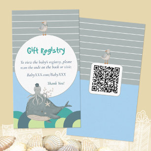 Carte D'accompagnement Registre des cadeaux de Baby shower nautique QR Co