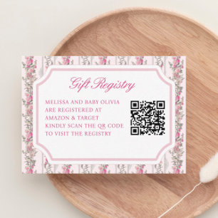 Carte D'accompagnement Registre des cadeaux de code QR Baby shower Coquet