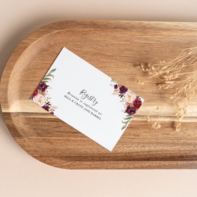 Carte D'accompagnement Registre des cadeaux de Mariage Floral Rustique Bo (Créateur téléchargé)