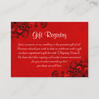 Carte D'accompagnement Registre des cadeaux de Mariage gothique rouge Flo
