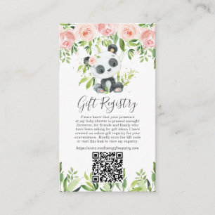 Carte D'accompagnement Registre des cadeaux floraux de Panda Cute Code QR