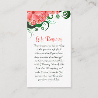 Carte D'accompagnement Registre des cadeaux Mariages Floral Pink Hibiscus