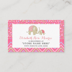 Carte D'accompagnement Registre des cadeaux Pink Boho Elephant & Chevron